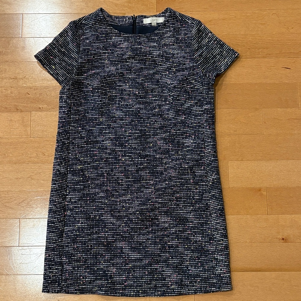 Chic blue/pink and mixed color Tweed Dress